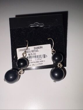 ❤️‍🔥3/10$❤️‍🔥Black Double Bead Drop Earrings